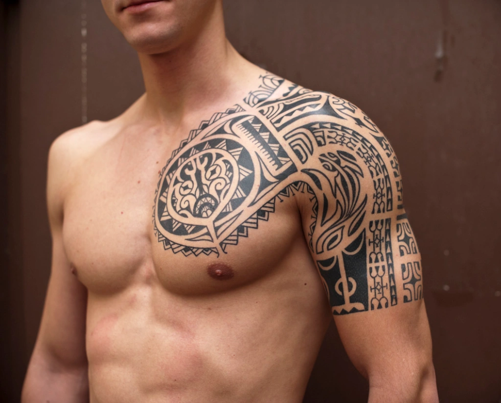 tattoos for men on arm and shoulder tribal
